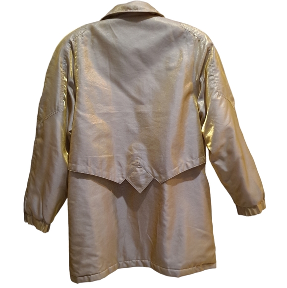 Monica Gray Vintage 1980s Shimmery Gold Puffer Coat Size XL - Picture 2 of 9